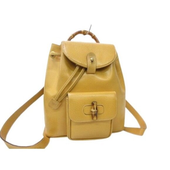Gucci Backpack Bamboo 003-2034-0030 Light Brown Leather Old main image 5